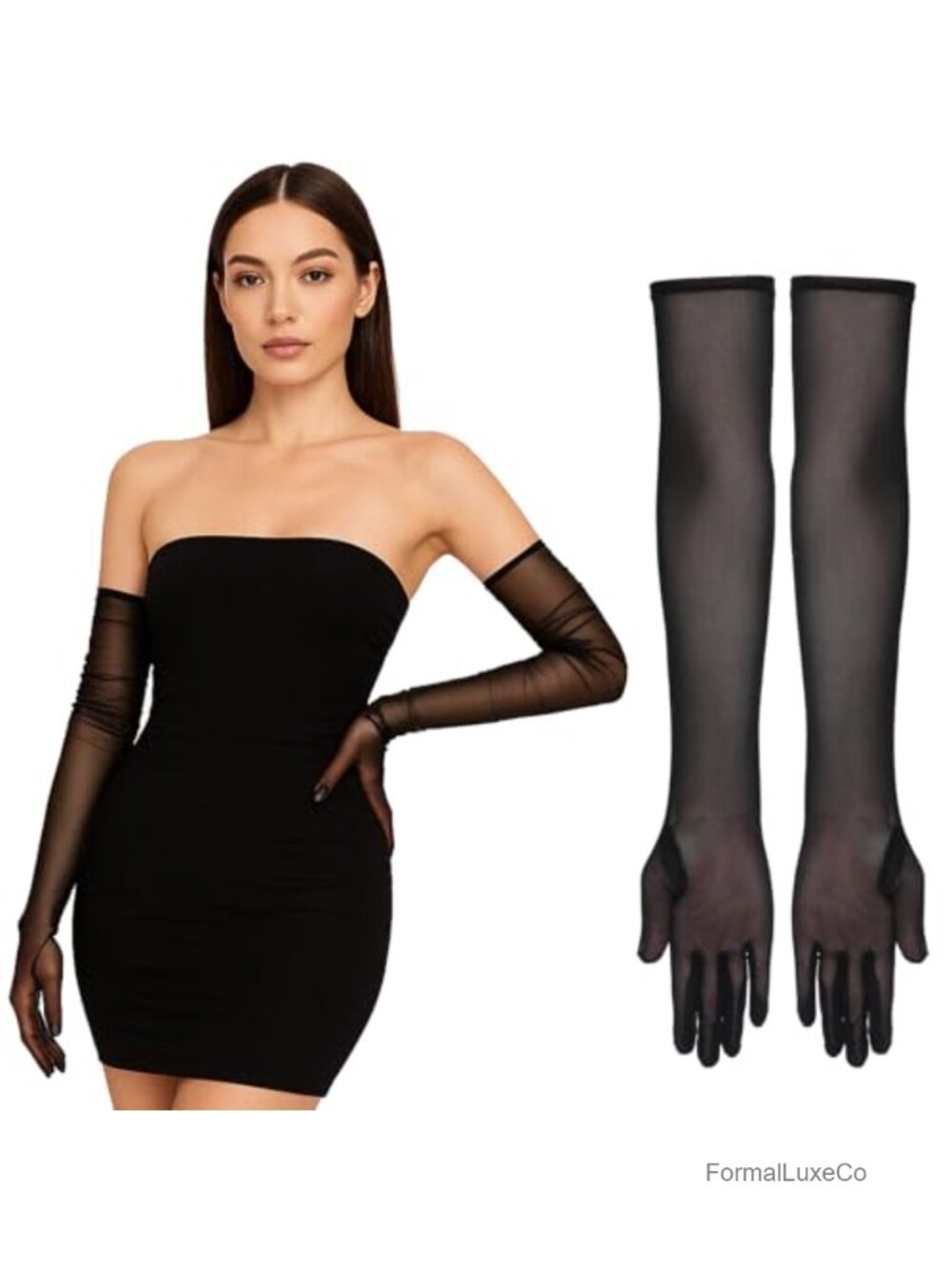 Sheer Lace Opera Gloves 21.65in Mesh Tulle Gloves